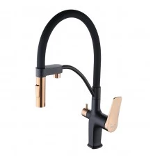 Bronx Смеситель для кухни, гиб.выс.пов.излив227мм ,р/ОД, черный/золото, LM, LM3761BLR