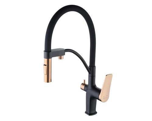 Bronx Смеситель для кухни, гиб.выс.пов.излив227мм ,р/ОД, черный/золото, LM, LM3761BLR