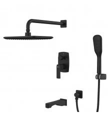 Ursus Смеситель для ванны и душа, монолит.излив 187мм встраиваемый р/ОД, черный, LM, LM7222BL