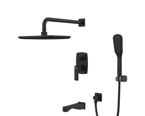 Ursus Смеситель для ванны и душа, монолит.излив 187мм встраиваемый р/ОД, черный, LM, LM7222BL