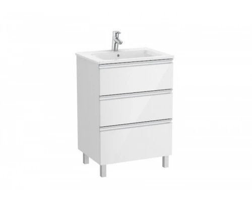 GAP Тумба под раковину GAP 60, белый глянец, 3 ящ., ROCA