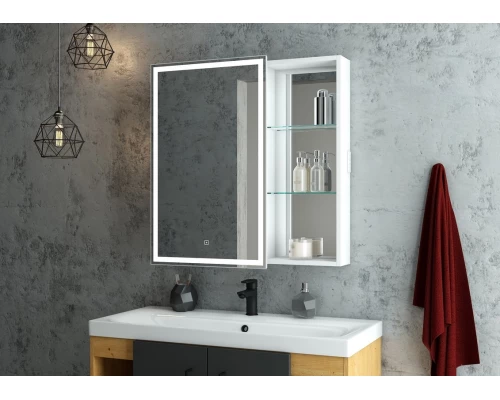 Зеркало-шкаф Aperio LED 800х800 левый с розеткой