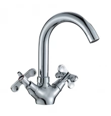 RS42 Смеситель для раковины, пов.излив 126мм, р/ДВ, хром, ROS, RS42-62