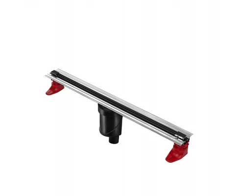 Желоб водосток напольный SUPER Slim 600 нержавеющая сталь, решетка  матовый черный, S-сифон D50/110