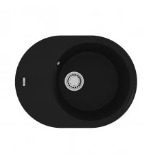 Кухонная мойка Lemark LACHA 620 врезная овальная с крылом из кварцгранита, Антрацит 