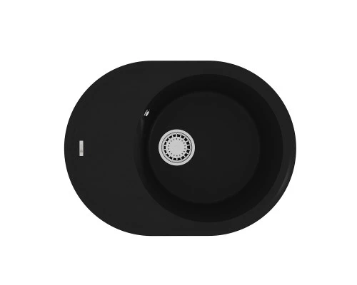 Кухонная мойка Lemark LACHA 620 врезная овальная с крылом из кварцгранита, Антрацит 