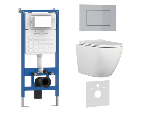 Комплект 3в1 IBERICA BLANCA инсталляция SILENCIO, унитаз BILBAO ALTO белый, кнопка смыва ESTI-S хром матовый (IB001.BLA.234.853)