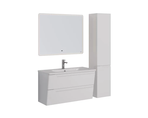Тумба Lemark MIANO, 100 см под 1 раковину, подвесная, 2 ящика, цвет корпуса, фасада: Белый глянец