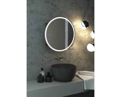 Зеркало-шкаф Torneo Black LED d 600 с подсветкой