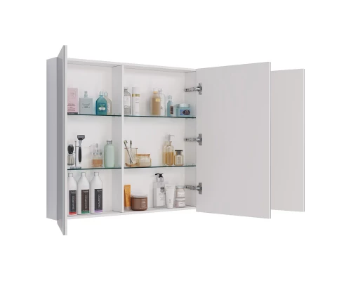 Шкаф зеркальный Lemark UNIVERSAL 90х80 см 3-х дверный, цвет корпуса: Белый глянец