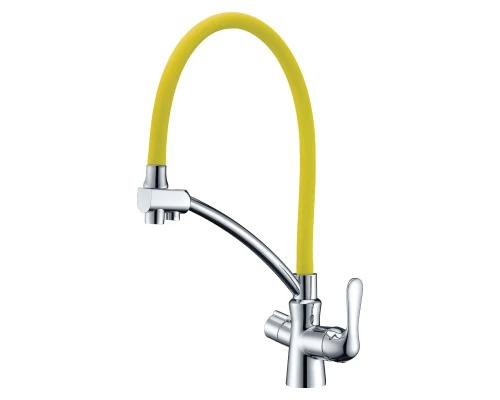 Comfort Смеситель для кухни, гиб.излив 210мм фильтр.воды, р/ОД, хром/желтый, LM, LM3070C-Yellow