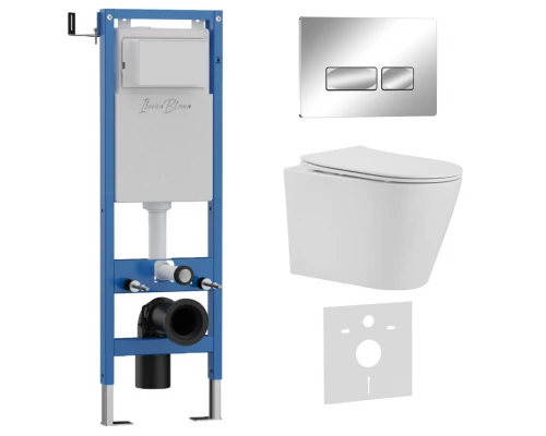 Комплект 3в1 IBERICA BLANCA инсталляция SILENCIO MINI, унитаз BURGOS ALTO белый, кнопка смыва ESTI-R хром глянцевый (IB.001M.BRA.234.213)