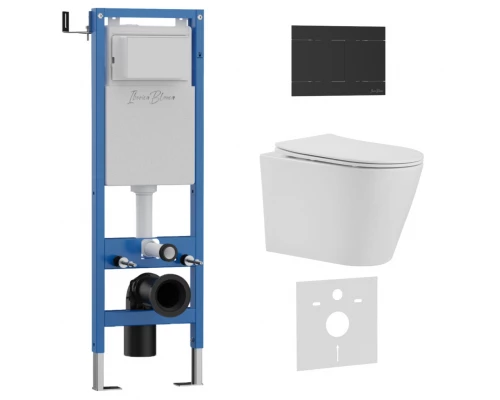 Комплект 3в1 IBERICA BLANCA инсталляция SILENCIO MINI, унитаз BURGOS ALTO белый, кнопка смыва INOX-R черный матовый (IB.001M.BRA.231.1504)