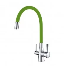 Comfort Смеситель для кухни, гиб.излив 228мм фильтр.воды, р/ОД, хром/зеленый, LM, LM3075C-Green