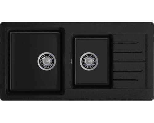 GRANFEST Мойка композит PRACTIK GF-P--980KL  2 чаши с  крылом 980*510 мм  черный  арт.GF-