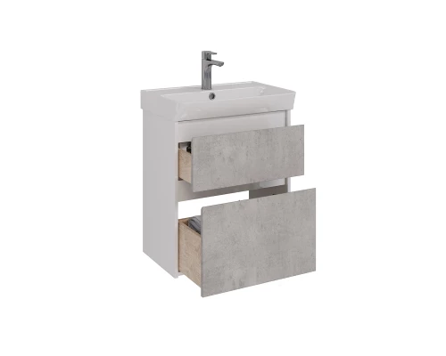 Тумба Lemark COMBI 60 см под 1 раковину, подвесная/напольная, 2 ящика, цвет фасада: Бетон, цвет корп