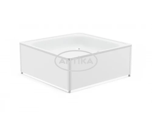 ANTIKA Поддон душевой стальной эмалированный 90х90х15 см., слив D-52мм., с подставкой и экраном