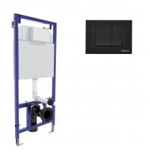 Инсталляция  для скрытого монтажа унитаза NOVUM кнопка S5 Soft Touch, черная, BERGES