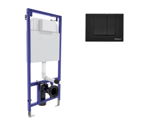 Инсталляция  для скрытого монтажа унитаза NOVUM кнопка S5 Soft Touch, черная, BERGES