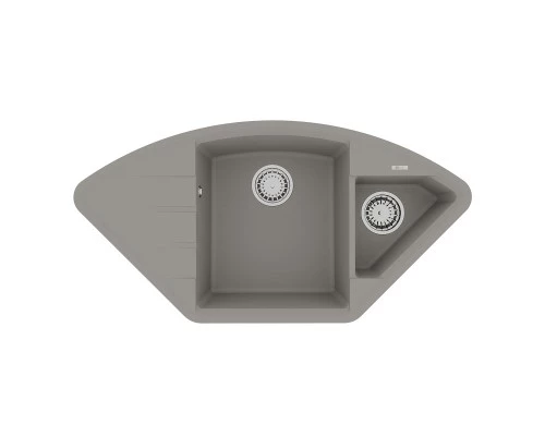 Кухонная мойка Lemark IRKANA 980 врезная угловая с доп. чашей и крылом из кварцгранита, Грей