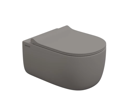 Унитаз подвесной EGO XL, микролифт, быстросъемное, серый матовый, BERGES