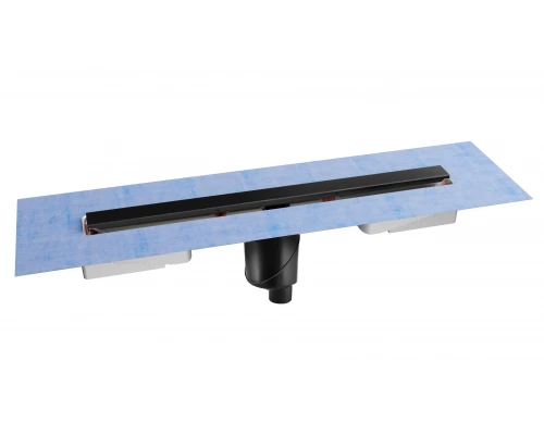 Желоб водосток напольный С1 NORMA 600 нержавеющая сталь, матовый черный, S-сифонD50/110 вертикальный