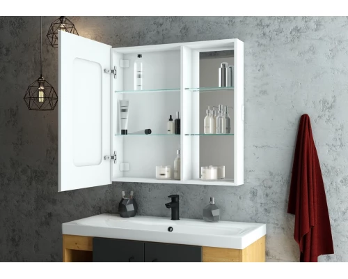 Зеркало-шкаф Aperio LED 800х800 левый с розеткой