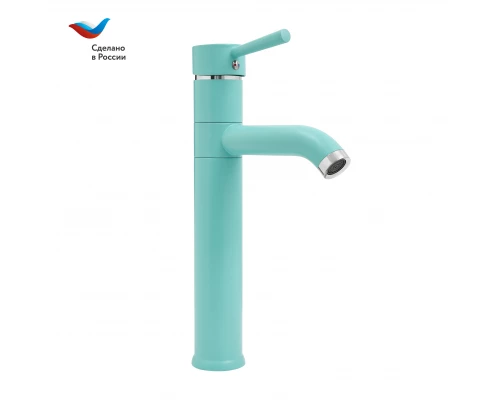 Город Смеситель для умывальника с высоким корпусом, одноручный, мятный,  СЛАВЕН, СЛ-ОД-Д82