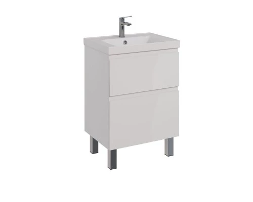 Тумба Lemark VEON 60 см под 1 раковину, подвесная/напольная, 2 ящика, цвет корпуса, фасада: Белый гл