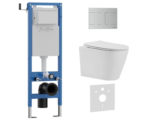 Комплект 3в1 IBERICA BLANCA инсталляция SILENCIO MINI, унитаз BURGOS ALTO белый, кнопка смыва INOX-R хром матовый (IB.001M.BRA.234.1501)