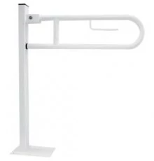 Полукруглый поручень для людей с ограниченными возможностями с креплением к полу, белый.