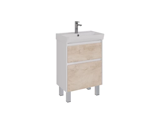 Тумба Lemark COMBI 60 см под 1 раковину, подвесная/напольная, 2 ящика, цвет фасада: Дуб кантри, цвет