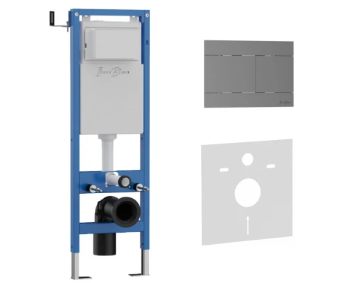 Комплект 2в1 IBERICA BLANCA инсталляция SILENCIO MINI, кнопка смыва INOX-R вороненая сталь (IB.001М.015.02)