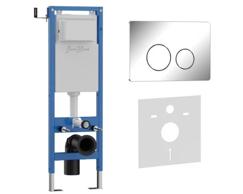 Комплект 2в1 IBERICA BLANCA инсталляция SILENCIO MINI, кнопка смыва INOX-O хром глянцевый (IB.001M.8131)