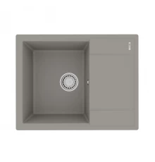 Кухонная мойка Lemark IMANDRA 640 врезная прямоугольная с крылом из кварцгранита, Грей
