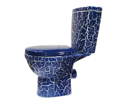 РИО Унитаз-компакт гориз. вып., 2-х реж. арм. "Уклад", сид. полип. "Уклад", синий кракелюр, ROSA