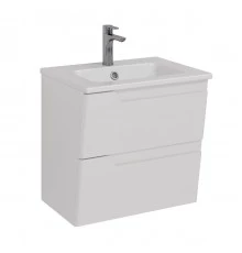 Тумба Lemark MIANO 60 см под 1 раковину, подвесная, 2 ящика, цвет корпуса, фасада: Белый глянец