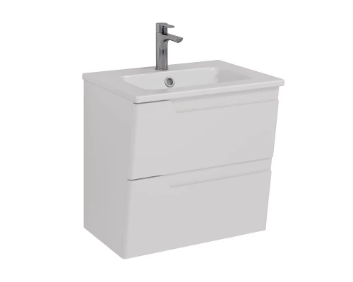 Тумба Lemark MIANO 60 см под 1 раковину, подвесная, 2 ящика, цвет корпуса, фасада: Белый глянец