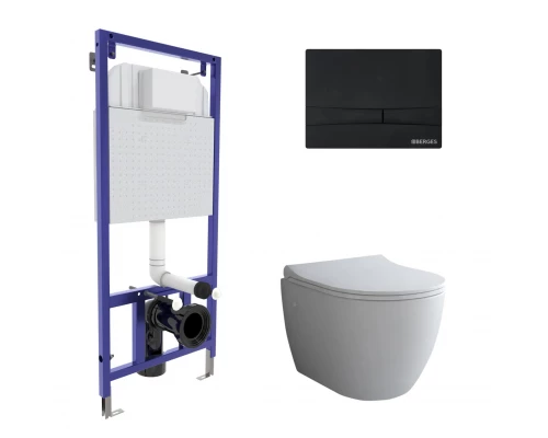 Комплект: инсталляция NOVUM, кнопка F5, унитаз OKUS, сиденье дюропласт Toma Slim SO, BERGES