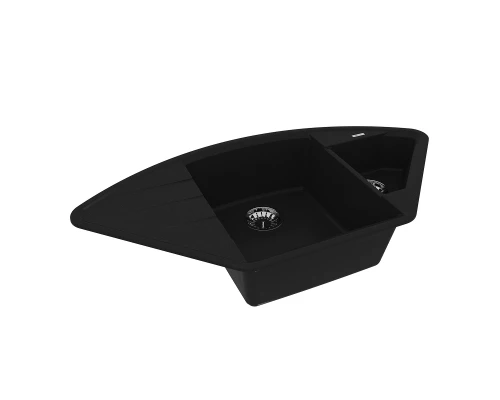 Кухонная мойка Lemark IRKANA 980 врезная угловая с доп. чашей и крылом из кварцгранита, Антрацит 