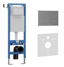 Комплект 2в1 IBERICA BLANCA инсталляция SILENCIO MINI, кнопка смыва INOX-S вороненая сталь (IB.001М.016.02)