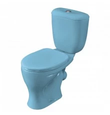 Унитаз-компакт "Воротынский" косой выпуск, ниж. под., с кнопочной арматурой и сиденьем, голубой  С