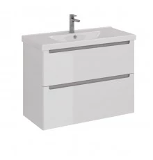 Тумба Lemark BUNO 100 см под 1 раковину, подвесная/напольная, 2 ящика, цвет планки: Серый, цвет корп