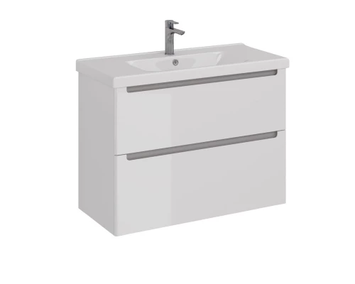 Тумба Lemark BUNO 100 см под 1 раковину, подвесная/напольная, 2 ящика, цвет планки: Серый, цвет корп