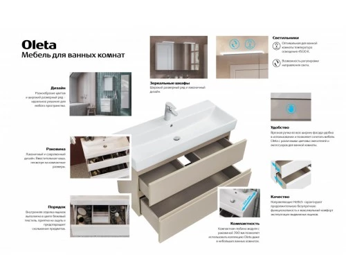 OLETA Зеркальный шкаф 60, левый, капучино