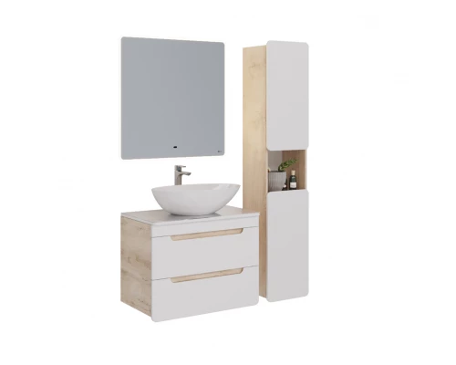 Тумба Lemark OLIVIA 80 см под 1 раковину, подвесная, 2 ящика, цвет корпуса: Дуб кантри, цвет фасада: