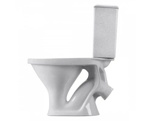 Унитаз-компакт "Вест" наклонный выпуск, с кнопочной арматурой и сиденьем, крап на белом. SANTERI