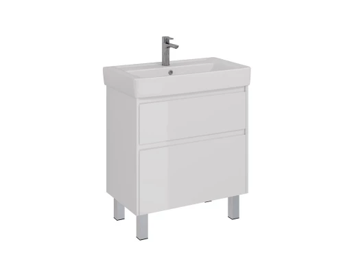 Тумба Lemark COMBI 80 см под 1 раковину, подвесная/напольная, 2 ящика, цвет корпуса, фасада: Белый г