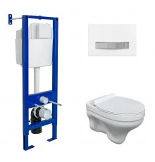 Комплект: инсталляция ATOM Line 410 хром/белая, унитаз ALBIT S, сиденье дюропласт Top Slim SO, BERGE