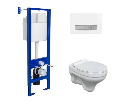Комплект: инсталляция ATOM Line 410 хром/белая, унитаз ALBIT S, сиденье дюропласт Top Slim SO, BERGE